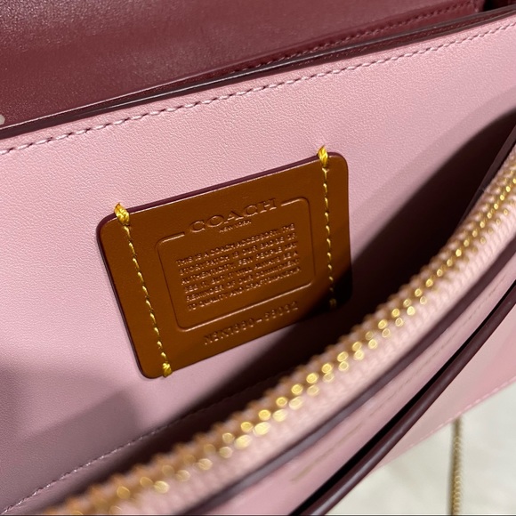 Coach Callie Blossom Pink Leather Foldover Chain Clutch Bag 68032 - Picture 6 of 8